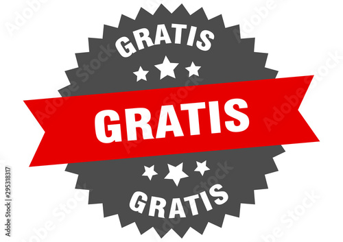 gratis sign. gratis red-black circular band label