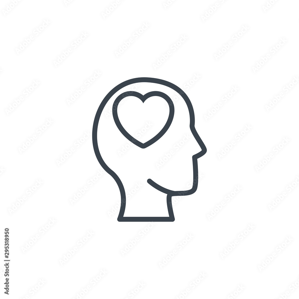 silhouette head heart icon line design