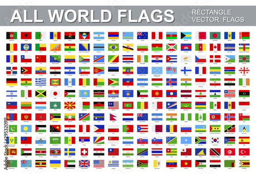 Print op canvas All world flags - vector set of rectangular icons
