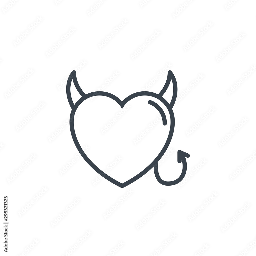 devil heart love icon line design devil heart love icon line design