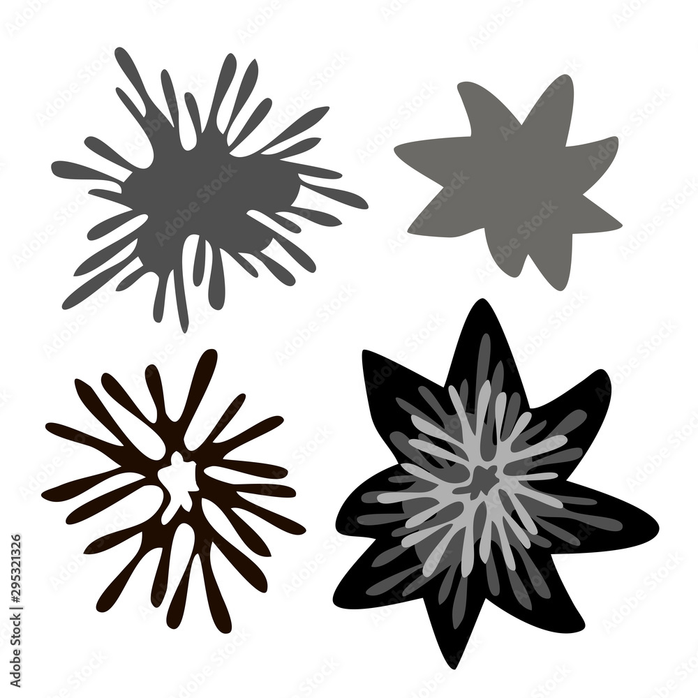 Fototapeta premium Set of isolated designs with abstract floral forms. 