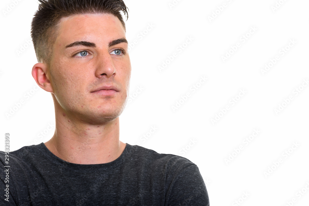 Close up of young handsome man thinking Close up of young handsome man thinking