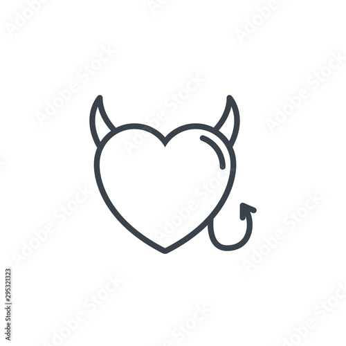 devil heart love icon line design