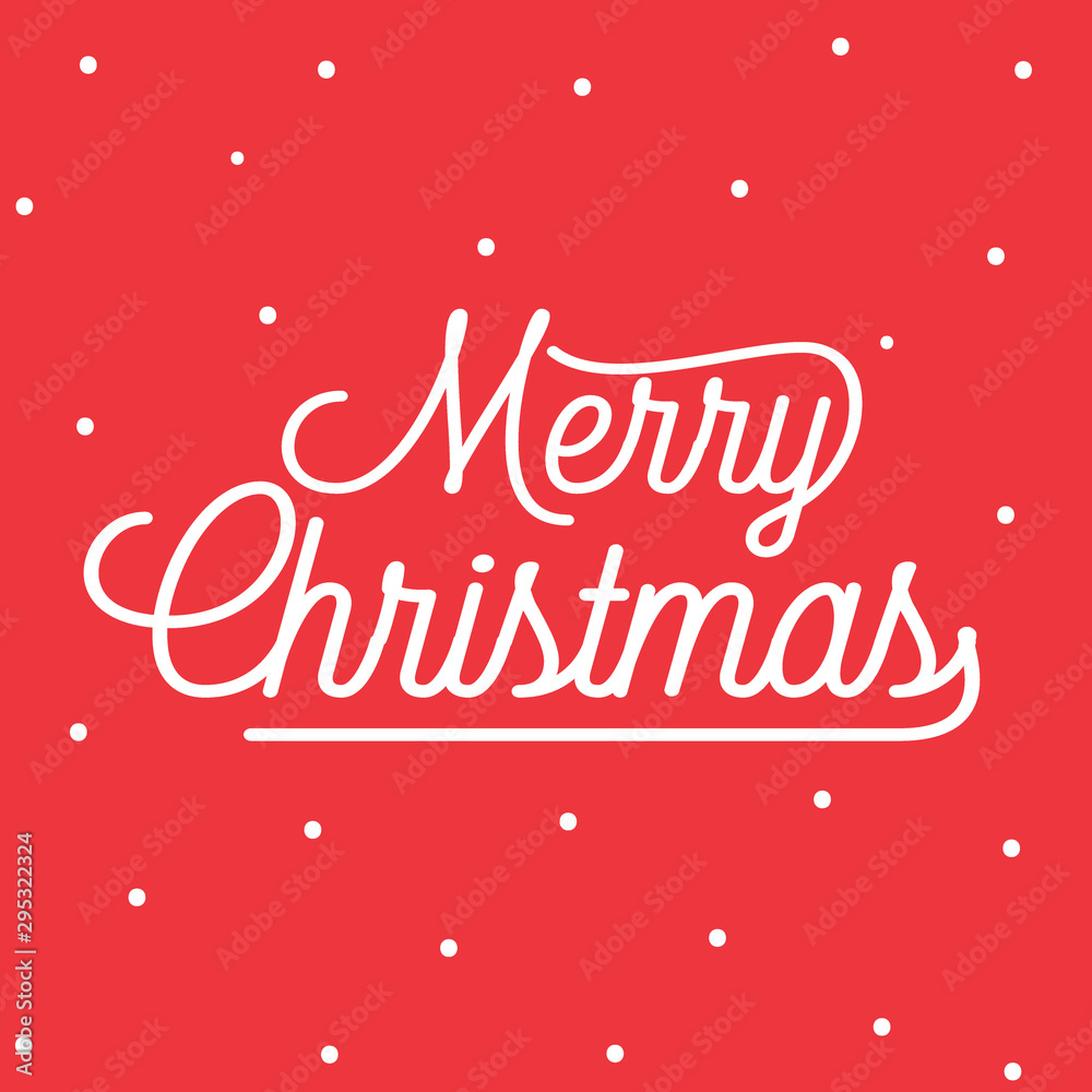 Christmas card with lettering Merry Christmas on red background, Christmas Greetings, vector illustration