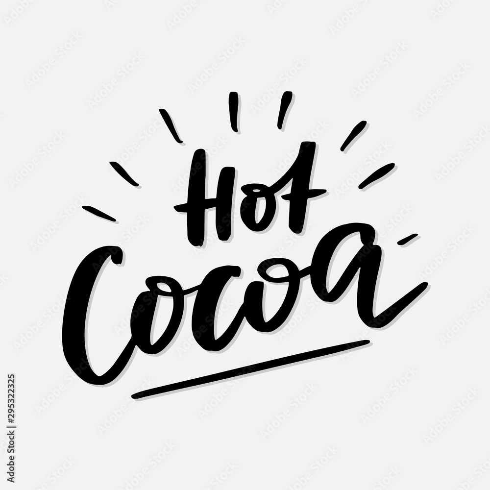 Hand sketched lettering banner. The inscription: hot cocoa. Hand styled lettering for decoration, cards, postcards, prints, menu