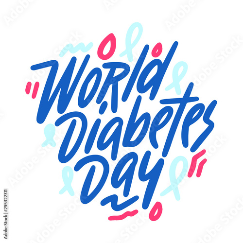 World diabetes day hand drawn vector lettering. Isolated on white background. Design for banner, poster, logo, sign, sticker. Vector illustration.
