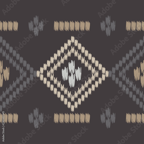 Ikat. Seamless pattern. Traditional ornament. Geometric background. Vector illustration for web design or print.