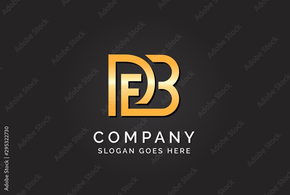Luxury initial letter DFB golden gold color logo design