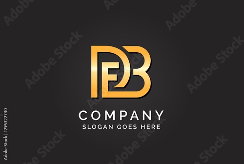 Luxury initial letter DFB golden gold color logo design