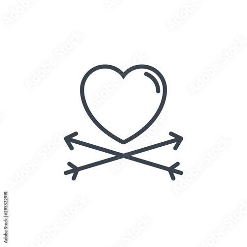 crossed arrows heart icon line design