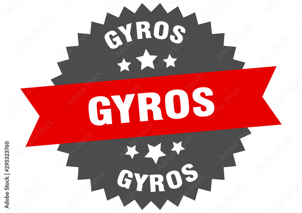 gyros sign. gyros red-black circular band label gyros sign. gyros red-black circular band label