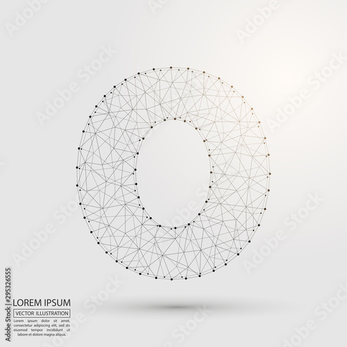 Abstract number zero, figure 0, consisting of triangles, circles, spots of decay, stars. Vector eps 10.