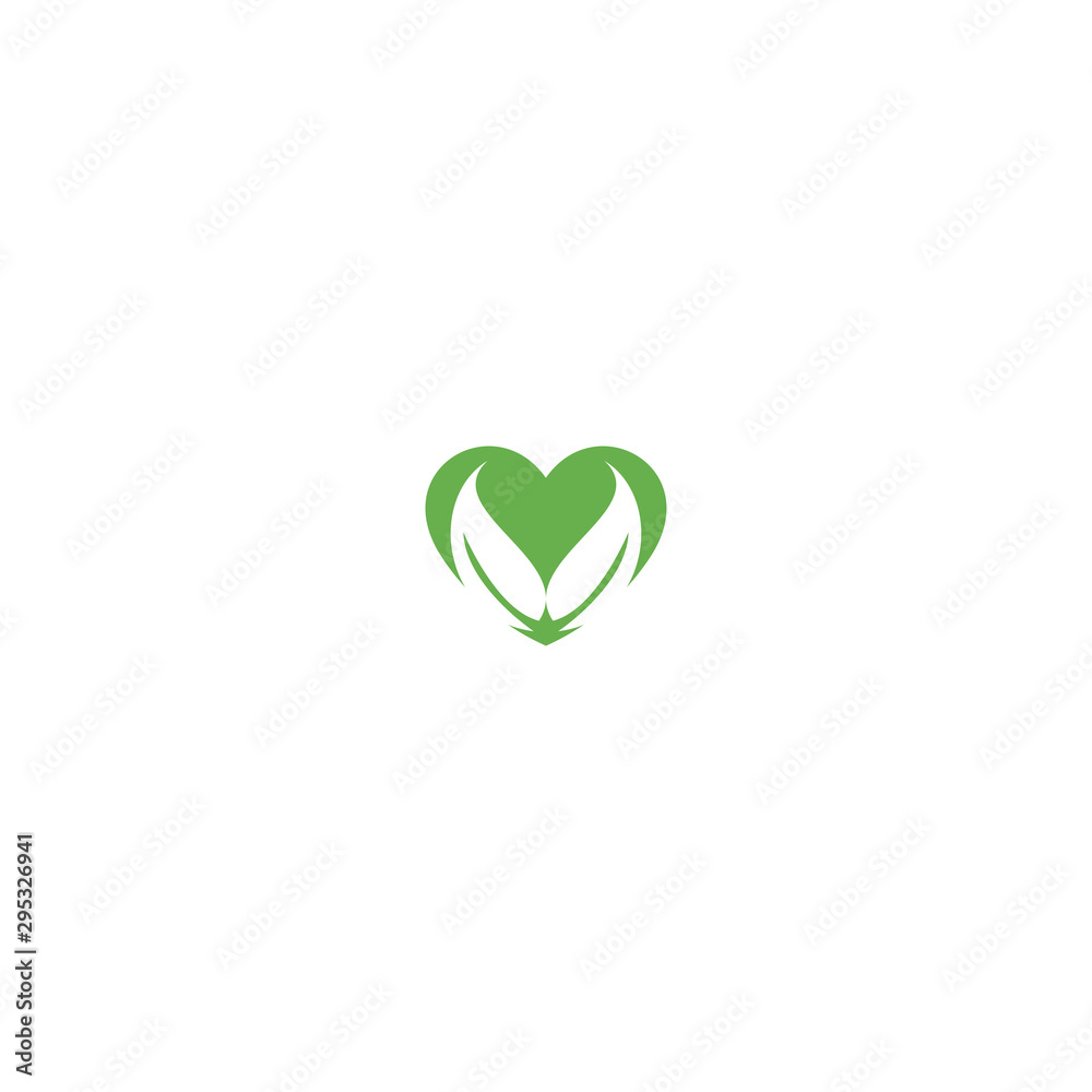 Heart Leaf Logo Design Vector Template . Heart Leaf Logo Design Vector Template .