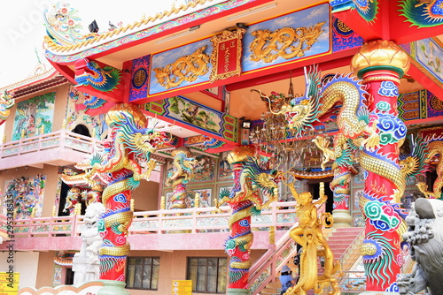 Chinese style. Is a tourist attraction for tourists to pay homage to Chinese gods in Chonburi, Thailand  © tharathip
