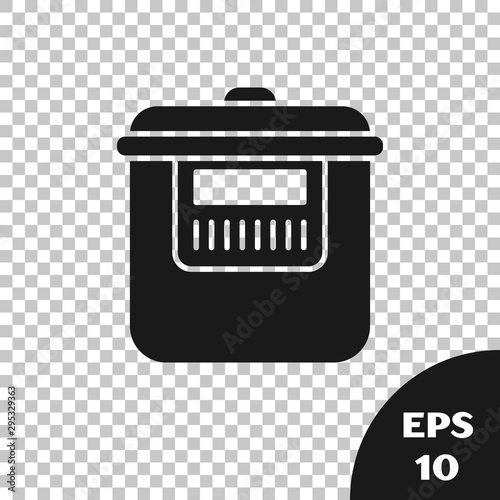 Black Slow cooker icon isolated on transparent background. Electric pan. Vector Illustration