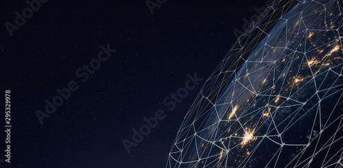 Fototapeta Naklejka Na Ścianę i Meble -  Global network for the exchange of data on the planet Earth. Elements of this image furnished by NASA.