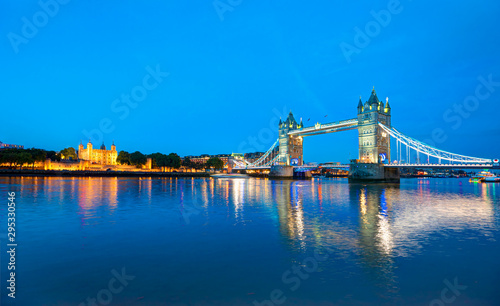 Panorama of the Tower Bridge and Tower of London on Thames river - London, United Kingdom