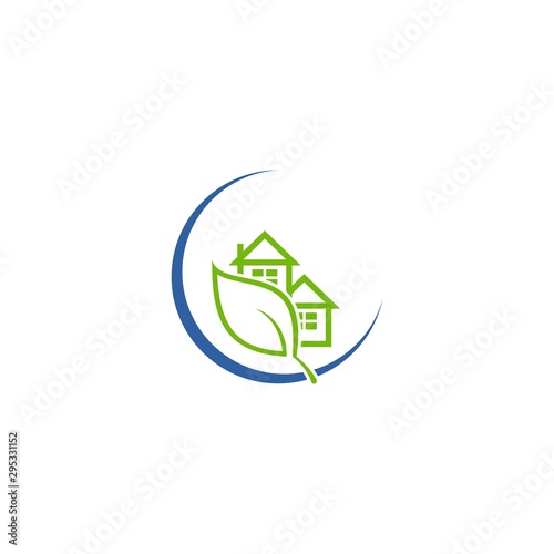 Home with leaf logo template