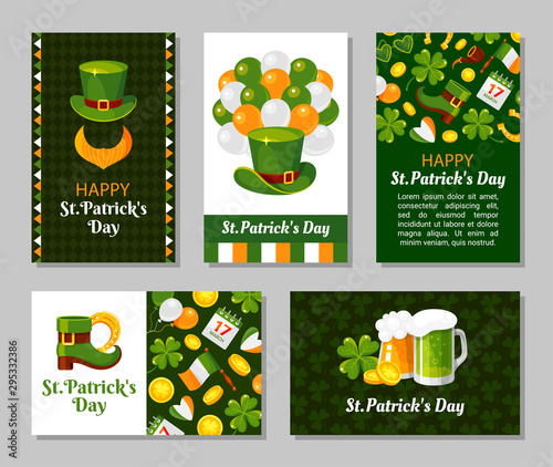 St. Patricks Day greeting card flat vector templates