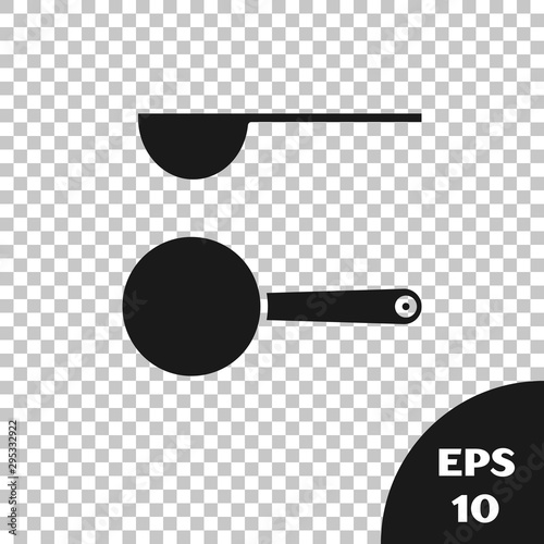 Black Measuring spoon icon isolated on transparent background. Vector Illustration
