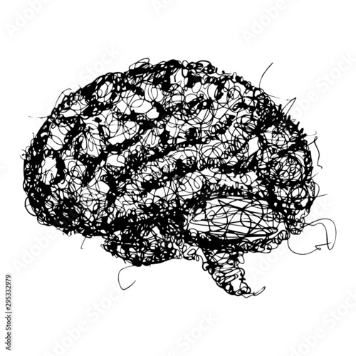 Vector illustration of a human brain. Stress. Irritation. Nervous breakdown.