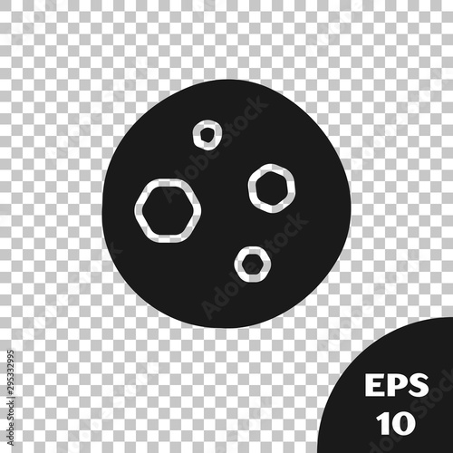 Black Cookie or biscuit with chocolate icon isolated on transparent background. Vector Illustration