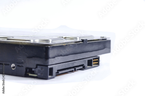 Computer old used hard disk drive SATA hdd isolated on white background for data computer pc backup or desktop