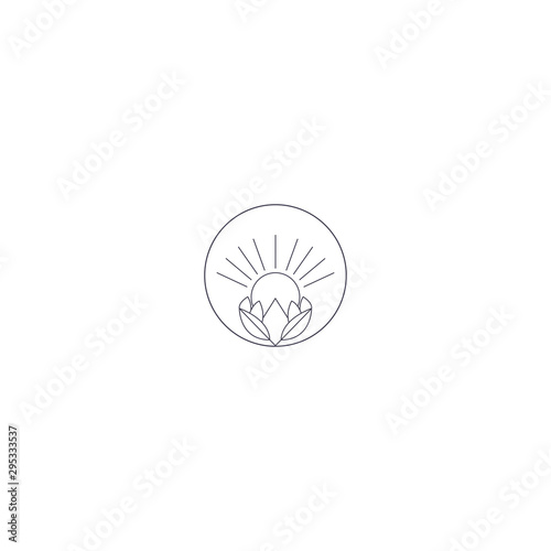 Nature Farm logo design with sun vector template .