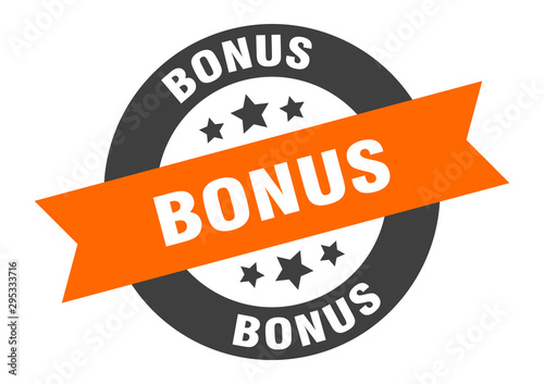 bonus sign. bonus orange-black round ribbon sticker