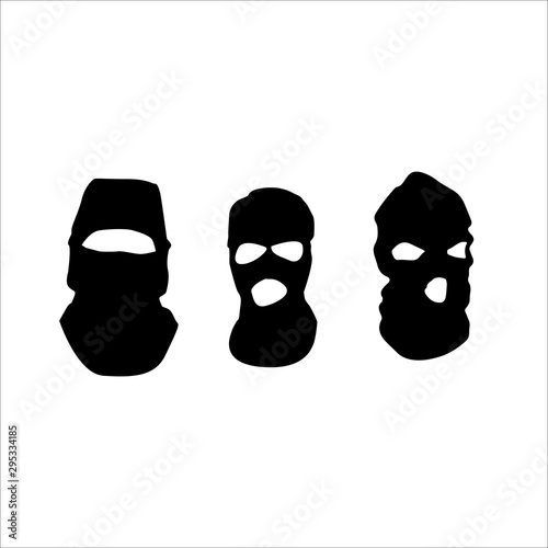 A set of masks concealing faces. Textile protective mask vector. Law enforcement or masked protesters photo