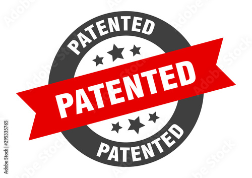 patented sign. patented black-red round ribbon sticker