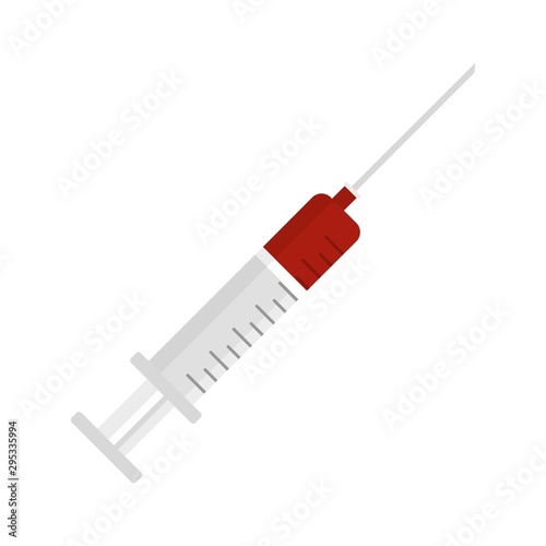 Syringe blood virus icon. Flat illustration of syringe blood virus vector icon for web design