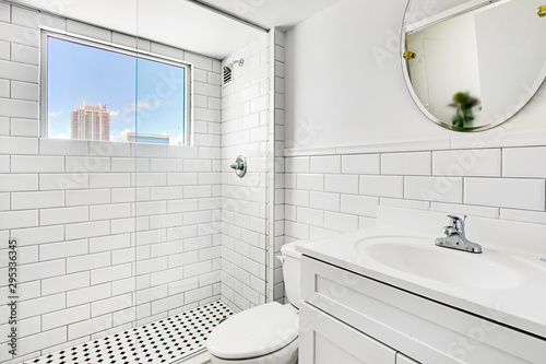 modern spacious white bathroom