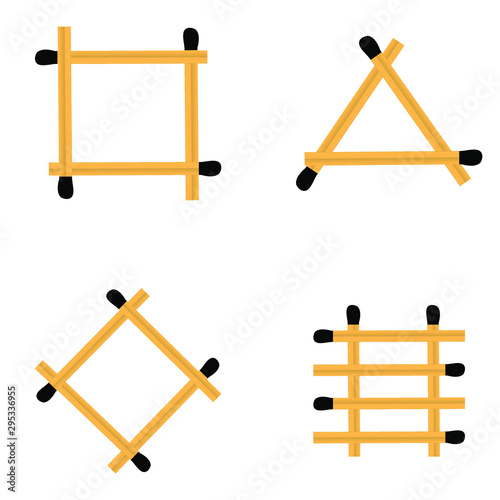 Four matchsticks figures on a white background.