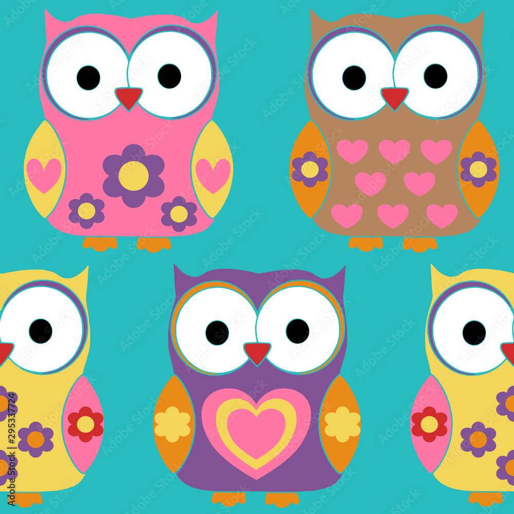 Cute Owls Surface Pattern, Baby Owls Repeat Pattern for Home Decor, Textile Design, Fabric Printing, Stationary, Packaging, Wall paper, Stationary, Packaging, Wall paper 