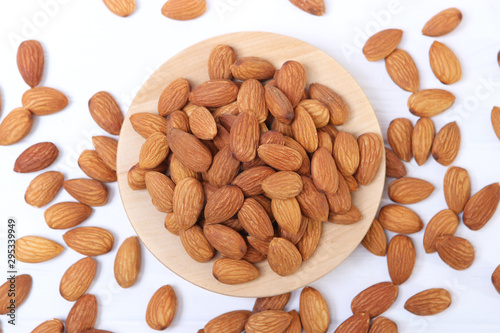 whole almonds on the table.
