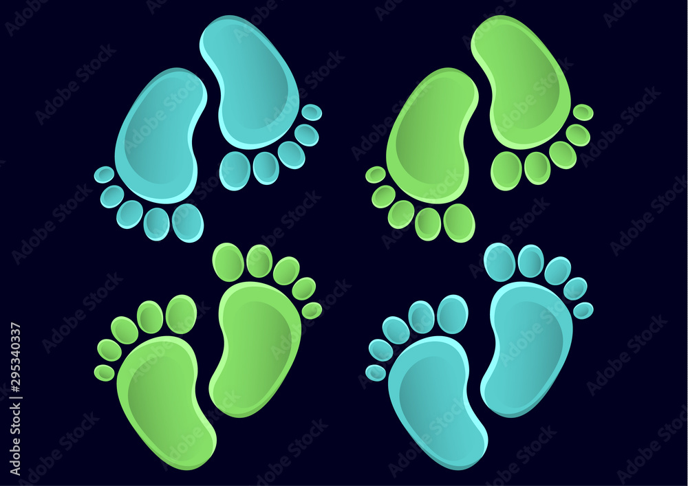 Collection of baby legs. Baby steps set illustration - pair of colored ...