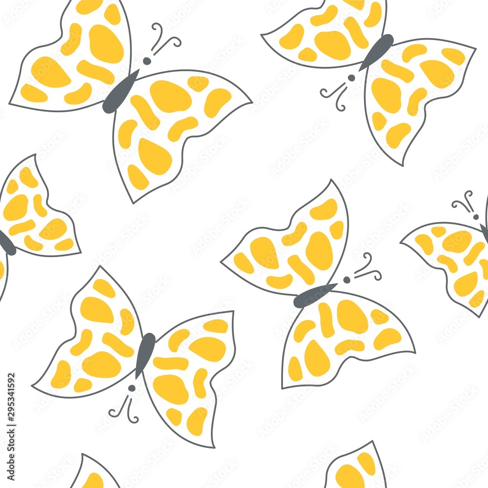 Obraz premium Seamless pattern with butterfly on white background, vector illustration