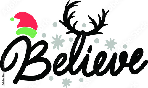 Cute christmas illustration. Christmas lettering