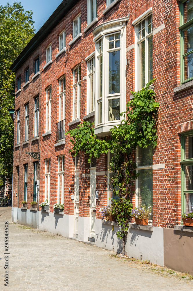 Naklejka premium Vintage street in Bruges Belgium.Europe landscape panorama old town.