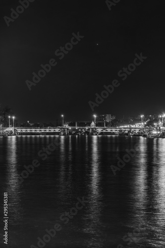 The bridge in Szczecin at night. Summer time