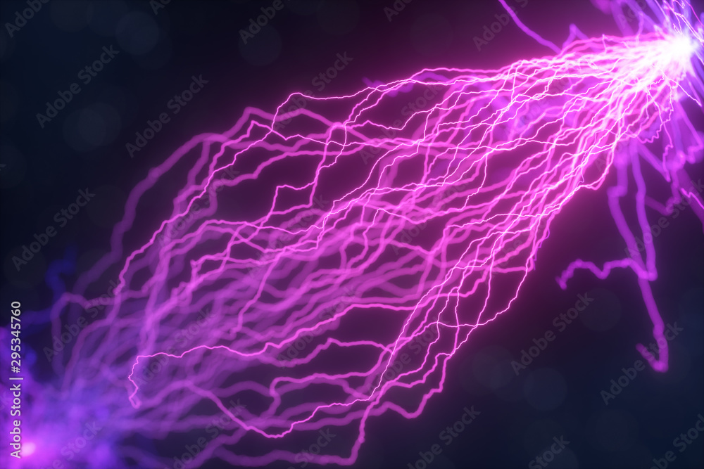Power electrical energy and lightning spark, 3d rendering. Stock Illustration Adobe Stock