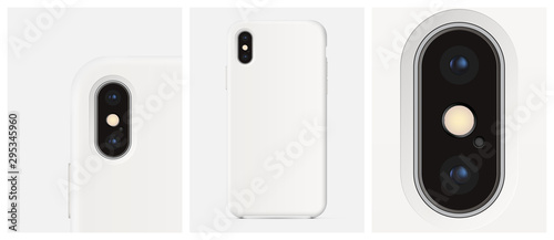 Mockup white silicone case for smartphone dual-camera