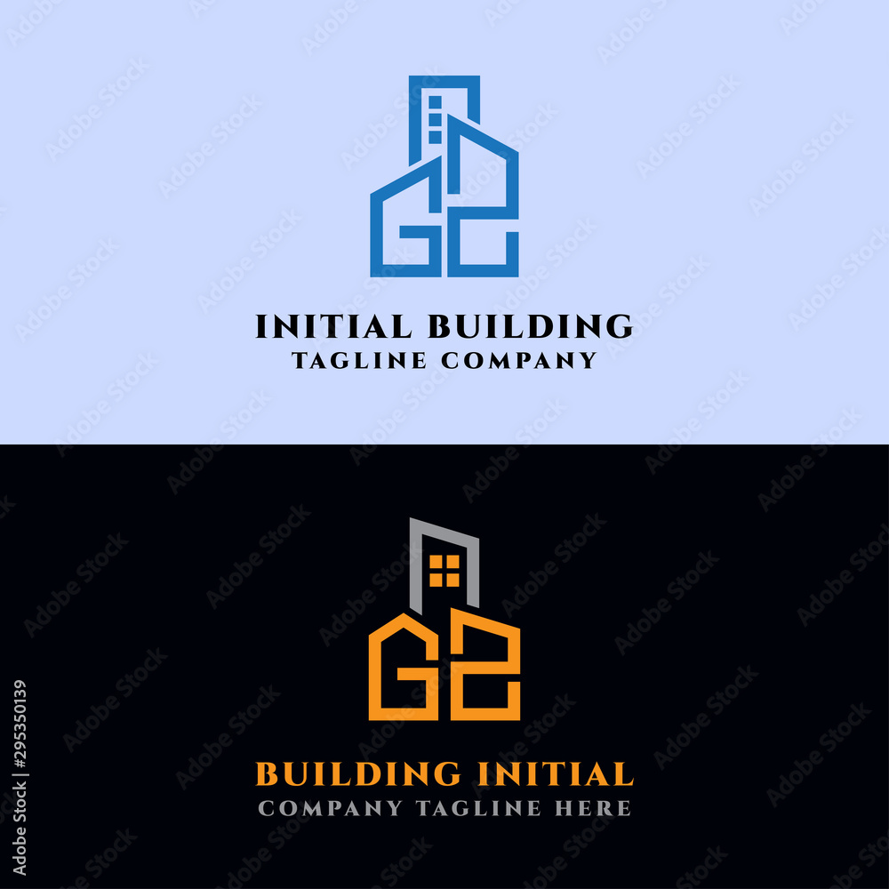 Initial concept of the Set GZ logo with a vector building template for construction.