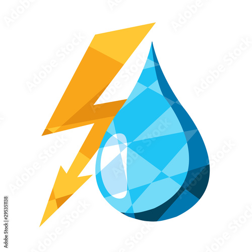 Lightning and a drop of water in the polygonal style logo