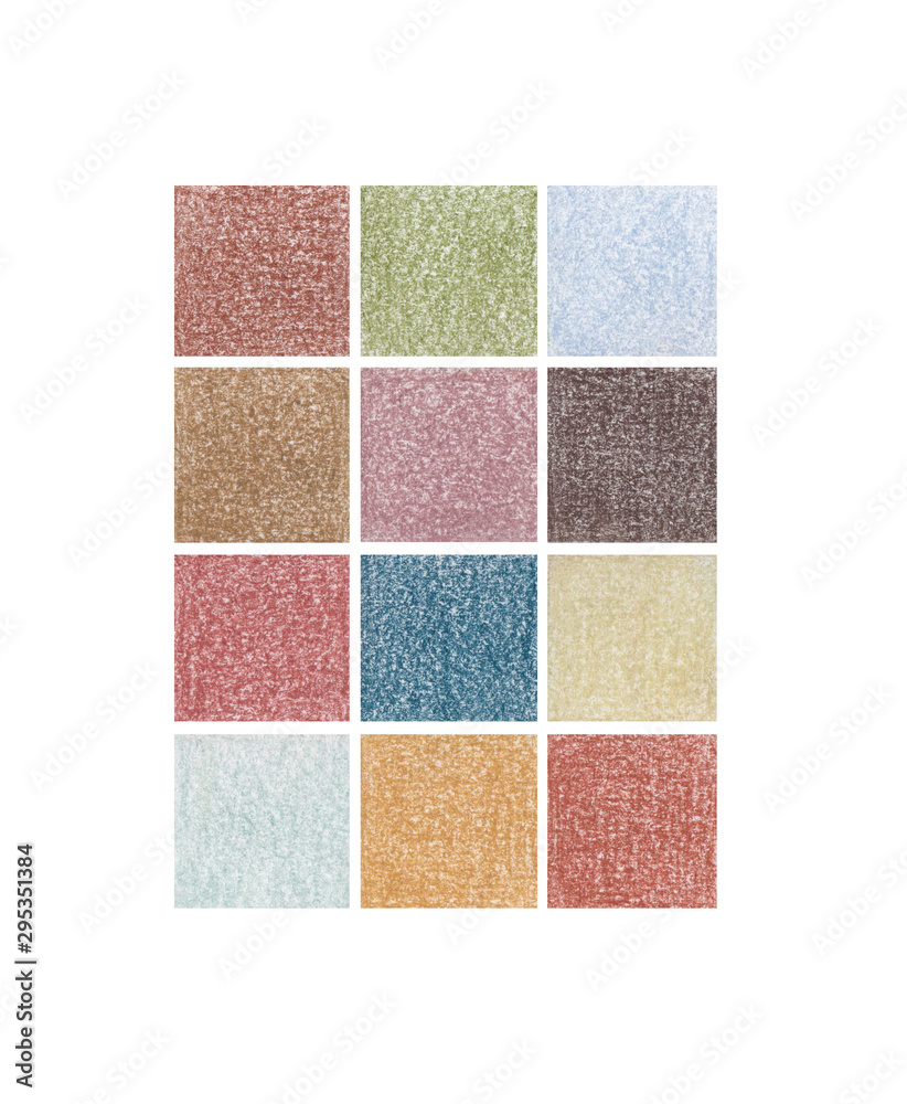 Pencil hand drawing palette of square 12 colors Pencil hand drawing palette of square 12 colors