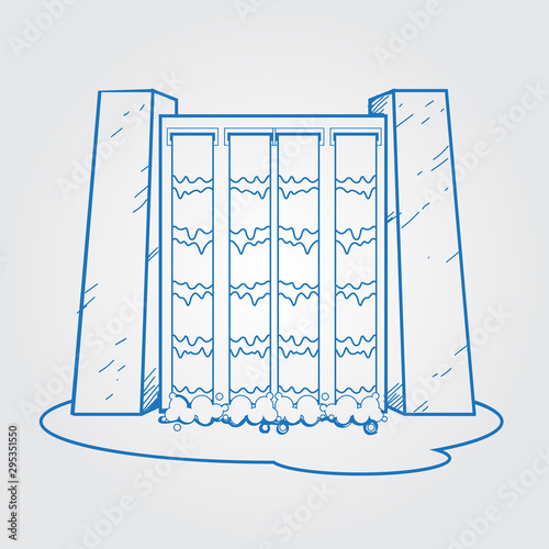 Dam logo. Outline drawing.