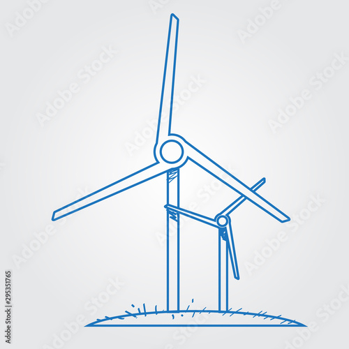 Windmills logo. Outline drawing.