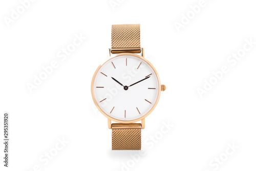 Luxury watch isolated on white background. With clipping path. Gold watch. Women watch. Female watch. photo