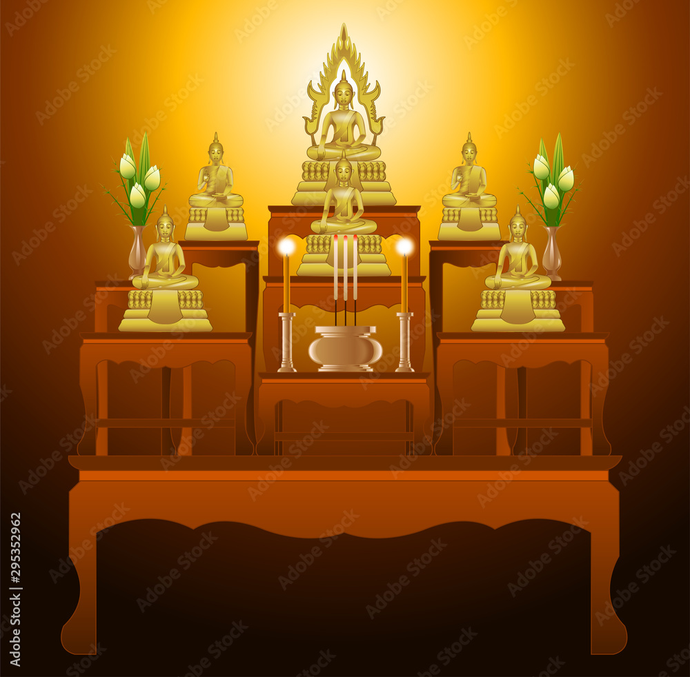 set of altar table type nine tables in gradient design,suitable for all of  Buddhism ceremony,vector illustration Stock Vector | Adobe Stock
